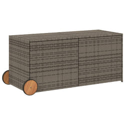 vidaXL Garden Storage Box Bench Container Chest Shed Blanket Box Poly Rattan - grey, 127 x 55 x 56/59.5 cm
