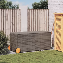 vidaXL Garden Storage Box Bench Container Chest Shed Blanket Box Poly Rattan - grey, 127 x 55 x 56/59.5 cm