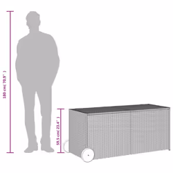 vidaXL Garden Storage Box Bench Container Chest Shed Blanket Box Poly Rattan - grey, 127 x 55 x 56/59.5 cm