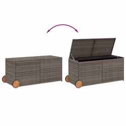 vidaXL Garden Storage Box Bench Container Chest Shed Blanket Box Poly Rattan - grey, 127 x 55 x 56/59.5 cm - Additional view 6