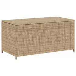 vidaXL Garden Storage Box Bench Container Chest Shed Blanket Box Poly Rattan - mix beige, 100 x 50 x 50 cm
