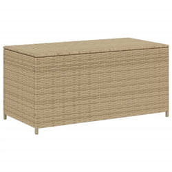 vidaXL Garden Storage Box Bench Container Chest Shed Blanket Box Poly Rattan - mix beige, 100 x 50 x 50 cm