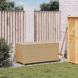 vidaXL Garden Storage Box Bench Container Chest Shed Blanket Box Poly Rattan - mix beige, 100 x 50 x 50 cm