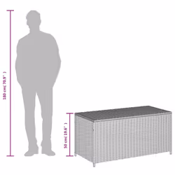 vidaXL Garden Storage Box Bench Container Chest Shed Blanket Box Poly Rattan - mix beige, 100 x 50 x 50 cm