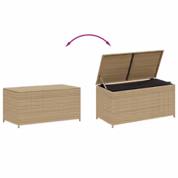 vidaXL Garden Storage Box Bench Container Chest Shed Blanket Box Poly Rattan - mix beige, 100 x 50 x 50 cm - Additional view 6