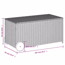 vidaXL Garden Storage Box Bench Container Chest Shed Blanket Box Poly Rattan - black, 107 x 55 x 50/53 cm - Additional view 10