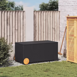 vidaXL Garden Storage Box Bench Container Chest Shed Blanket Box Poly Rattan - black, 107 x 55 x 50/53 cm - Additional view 2