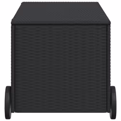vidaXL Garden Storage Box Bench Container Chest Shed Blanket Box Poly Rattan - black, 107 x 55 x 50/53 cm - Additional view 4