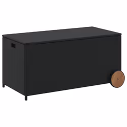 vidaXL Garden Storage Box Bench Container Chest Shed Blanket Box Poly Rattan - black, 107 x 55 x 50/53 cm - Additional view 5