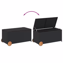 vidaXL Garden Storage Box Bench Container Chest Shed Blanket Box Poly Rattan - black, 107 x 55 x 50/53 cm - Additional view 6