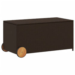 vidaXL Garden Storage Box Bench Container Chest Shed Blanket Box Poly Rattan - brown, 107 x 55 x 50/53 cm