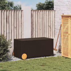 vidaXL Garden Storage Box Bench Container Chest Shed Blanket Box Poly Rattan - brown, 107 x 55 x 50/53 cm