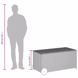 vidaXL Garden Storage Box Bench Container Chest Shed Blanket Box Poly Rattan - brown, 107 x 55 x 50/53 cm