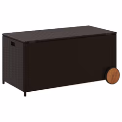 vidaXL Garden Storage Box Bench Container Chest Shed Blanket Box Poly Rattan - brown, 107 x 55 x 50/53 cm - Additional view 5
