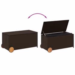 vidaXL Garden Storage Box Bench Container Chest Shed Blanket Box Poly Rattan - brown, 107 x 55 x 50/53 cm - Additional view 6