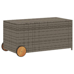 vidaXL Garden Storage Box Bench Container Chest Shed Blanket Box Poly Rattan - grey, 107 x 55 x 50/53 cm