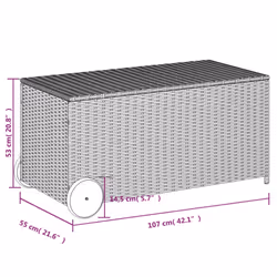 vidaXL Garden Storage Box Bench Container Chest Shed Blanket Box Poly Rattan - grey, 107 x 55 x 50/53 cm - Additional view 10