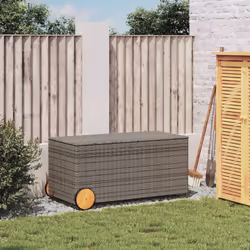 vidaXL Garden Storage Box Bench Container Chest Shed Blanket Box Poly Rattan - grey, 107 x 55 x 50/53 cm