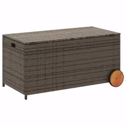 vidaXL Garden Storage Box Bench Container Chest Shed Blanket Box Poly Rattan - grey, 107 x 55 x 50/53 cm - Additional view 5
