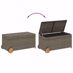 vidaXL Garden Storage Box Bench Container Chest Shed Blanket Box Poly Rattan - grey, 107 x 55 x 50/53 cm - Additional view 6