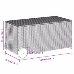 vidaXL Garden Storage Box Bench Container Chest Shed Blanket Box Poly Rattan - mix beige, 107 x 55 x 50/53 cm - Additional view 10