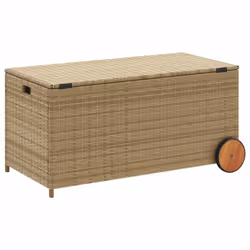 vidaXL Garden Storage Box Bench Container Chest Shed Blanket Box Poly Rattan - mix beige, 107 x 55 x 50/53 cm - Additional view 5