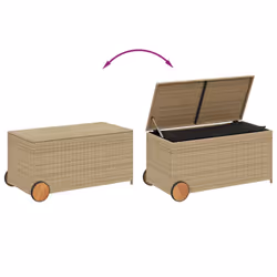 vidaXL Garden Storage Box Bench Container Chest Shed Blanket Box Poly Rattan - mix beige, 107 x 55 x 50/53 cm - Additional view 6