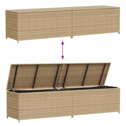 vidaXL Garden Storage Box Bench Container Chest Shed Blanket Box Poly Rattan - mix beige, 200 x 50 x 58 cm - Additional view 6