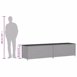 vidaXL Garden Storage Box Bench Container Chest Shed Blanket Box Poly Rattan - mix beige, 200 x 50 x 58 cm - Additional view 9