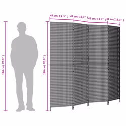 vidaXL Room Divider 4 Panels Privacy Screen Balcony Screen Brown Poly Rattan - Additional view 8