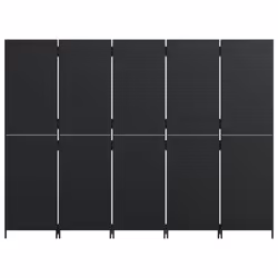 vidaXL Room Divider 5 Panels Privacy Screen Balcony Screen Black Poly Rattan - Additional view 4