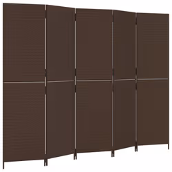 vidaXL Room Divider 5 Panels Privacy Screen Balcony Screen Brown Poly Rattan