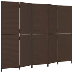 vidaXL Room Divider 5 Panels Privacy Screen Balcony Screen Brown Poly Rattan