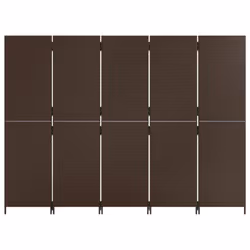 vidaXL Room Divider 5 Panels Privacy Screen Balcony Screen Brown Poly Rattan - Additional view 4