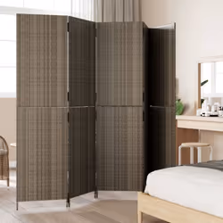 vidaXL Room Divider 5 Panels Privacy Screen Balcony Screen Grey Poly Rattan
