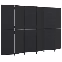 vidaXL Room Divider 6 Panels Privacy Screen Balcony Screen Black Poly Rattan
