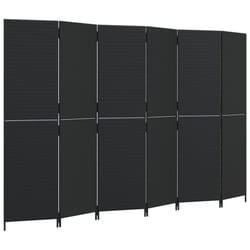 vidaXL Room Divider 6 Panels Privacy Screen Balcony Screen Black Poly Rattan