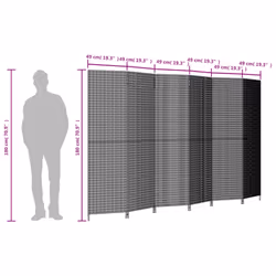 vidaXL Room Divider 6 Panels Privacy Screen Balcony Screen Black Poly Rattan