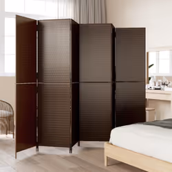vidaXL Room Divider 6 Panels Privacy Screen Balcony Screen Brown Poly Rattan