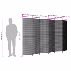 vidaXL Room Divider 6 Panels Privacy Screen Balcony Screen Brown Poly Rattan - Additional view 8