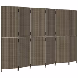 vidaXL Room Divider 6 Panels Privacy Screen Balcony Screen Grey Poly Rattan