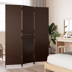 vidaXL Room Divider 3 Panels Privacy Screen Balcony Screen Brown Poly Rattan