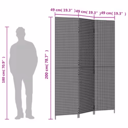 vidaXL Room Divider 3 Panels Privacy Screen Balcony Screen Brown Poly Rattan