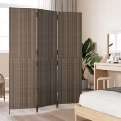 vidaXL Room Divider 3 Panels Privacy Screen Balcony Screen Grey Poly Rattan