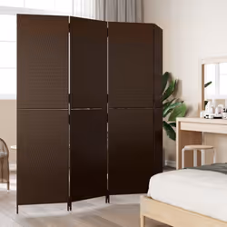 vidaXL Room Divider 4 Panels Privacy Screen Balcony Screen Brown Poly Rattan