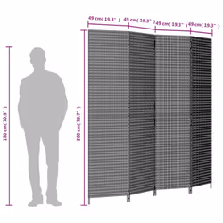 vidaXL Room Divider 4 Panels Privacy Screen Balcony Screen Brown Poly Rattan