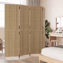 vidaXL Room Divider 4 Panels Privacy Screen Balcony Screen Beige Poly Rattan - Additional view 2