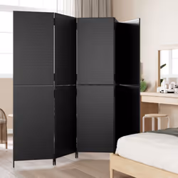 vidaXL Room Divider 5 Panels Privacy Screen Balcony Screen Black Poly Rattan