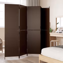 vidaXL Room Divider 5 Panels Privacy Screen Balcony Screen Brown Poly Rattan
