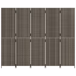 vidaXL Room Divider 5 Panels Privacy Screen Balcony Screen Grey Poly Rattan - Additional view 4